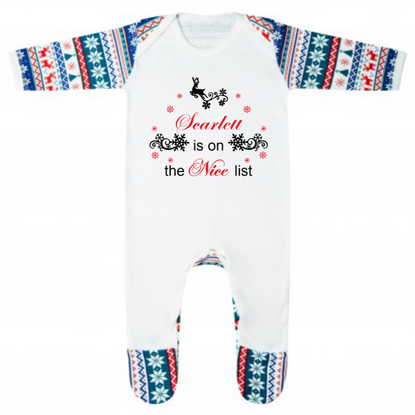 Fair Isle Personalised Xmas Pyjamas and Babygrow