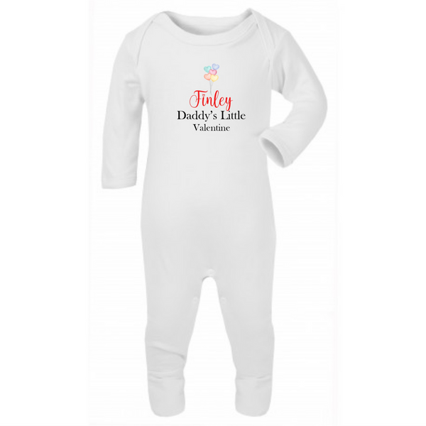 Personalised First Valentine's Day Baby Grow for Baby Boys and Girls