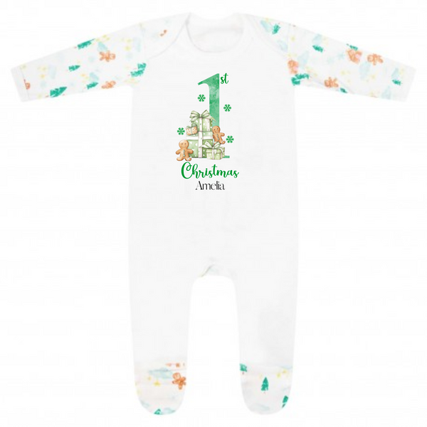 My 1st Personalised Christmas Baby Grow - Ginger Bread