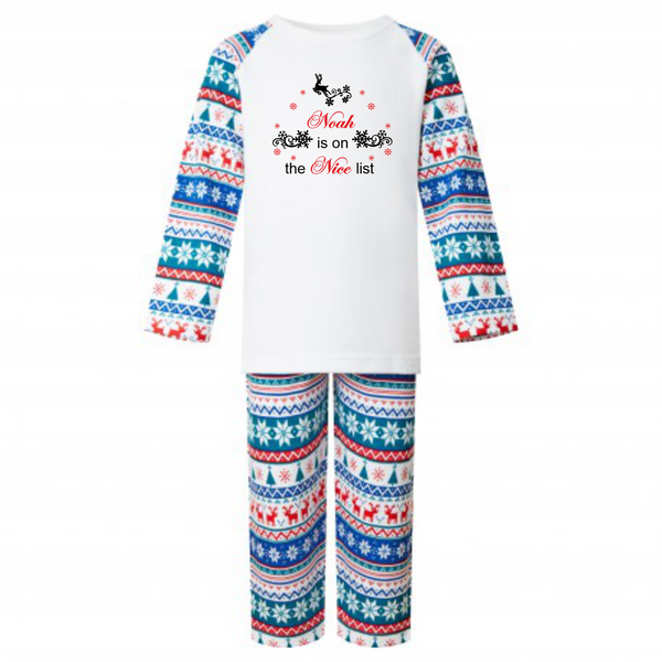 Fair Isle Personalised Xmas Pyjamas and Babygrow