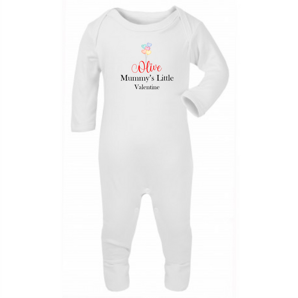 Personalised First Valentine's Day Baby Grow for Baby Boys and Girls