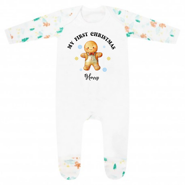 My First Personalised Christmas Baby Grow - Ginger Bread