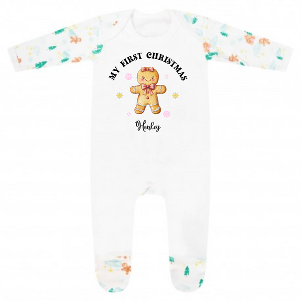 My First Personalised Christmas Baby Grow - Ginger Bread