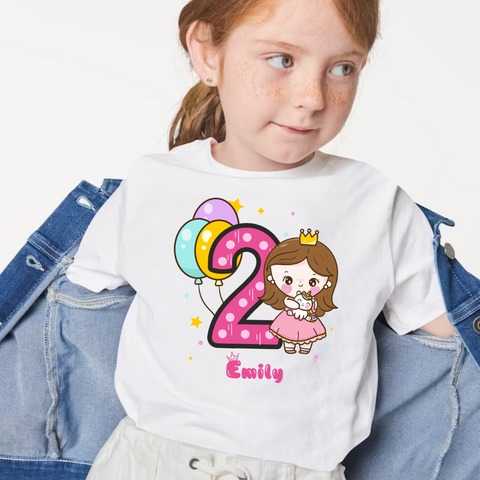 Personalised Princess Birthday Girl T-Shirt