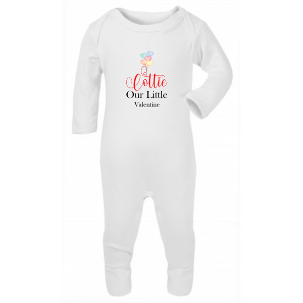 Personalised First Valentine's Day Baby Grow for Baby Boys and Girls