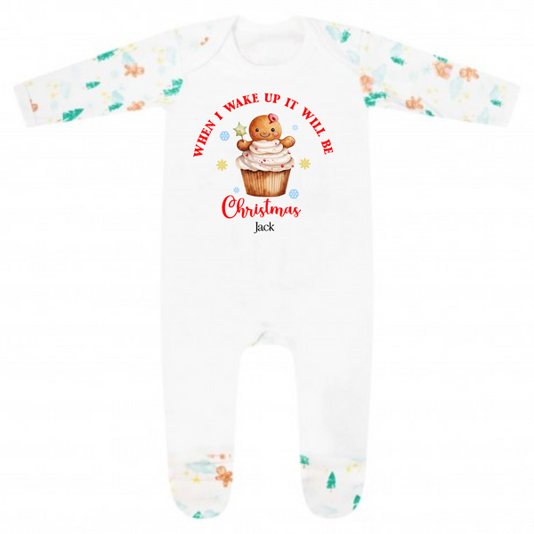 When I Wake Up, It Will Be Christmas Personalised Baby Grow and Pyjamas - Ginger Bread