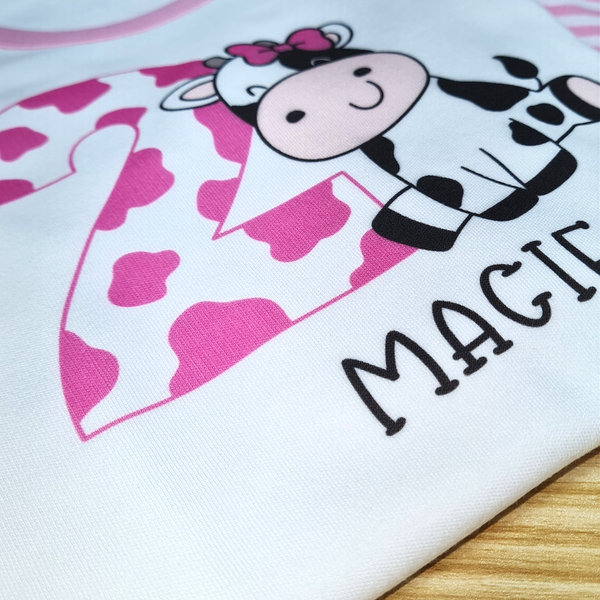 Personalised Pastel Cow Birthday Pyjamas