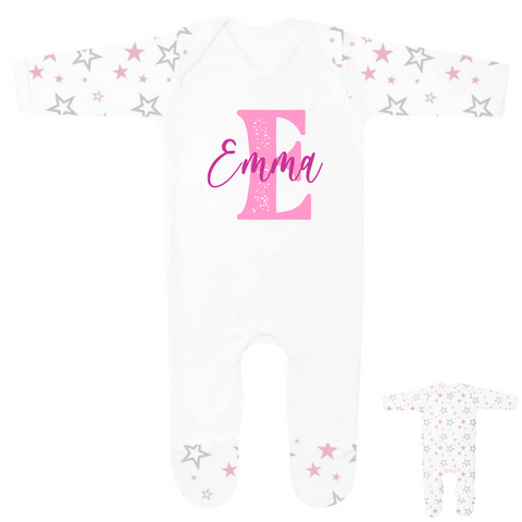 Pink and White Stars New-born Baby Outfit