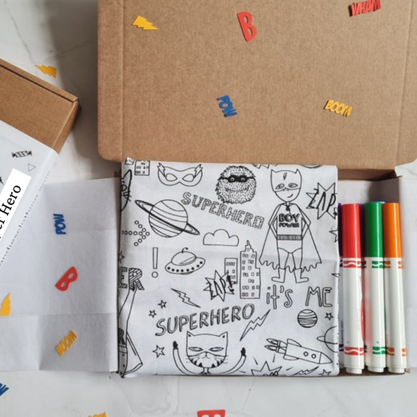 Kids Superhero Colouring Tablecloth