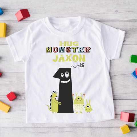 Personalised Monster Boys First Birthday T-Shirt