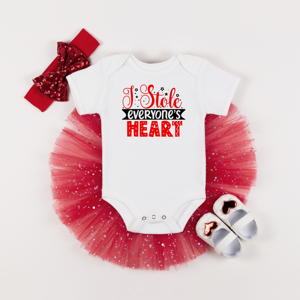 I stole everyone's heart Valentines Baby grow