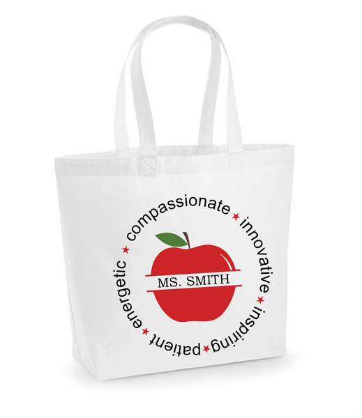Personalised Teacher tote bag - Apple
