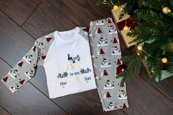 Snowman Theme Siblings Matching Pyjamas