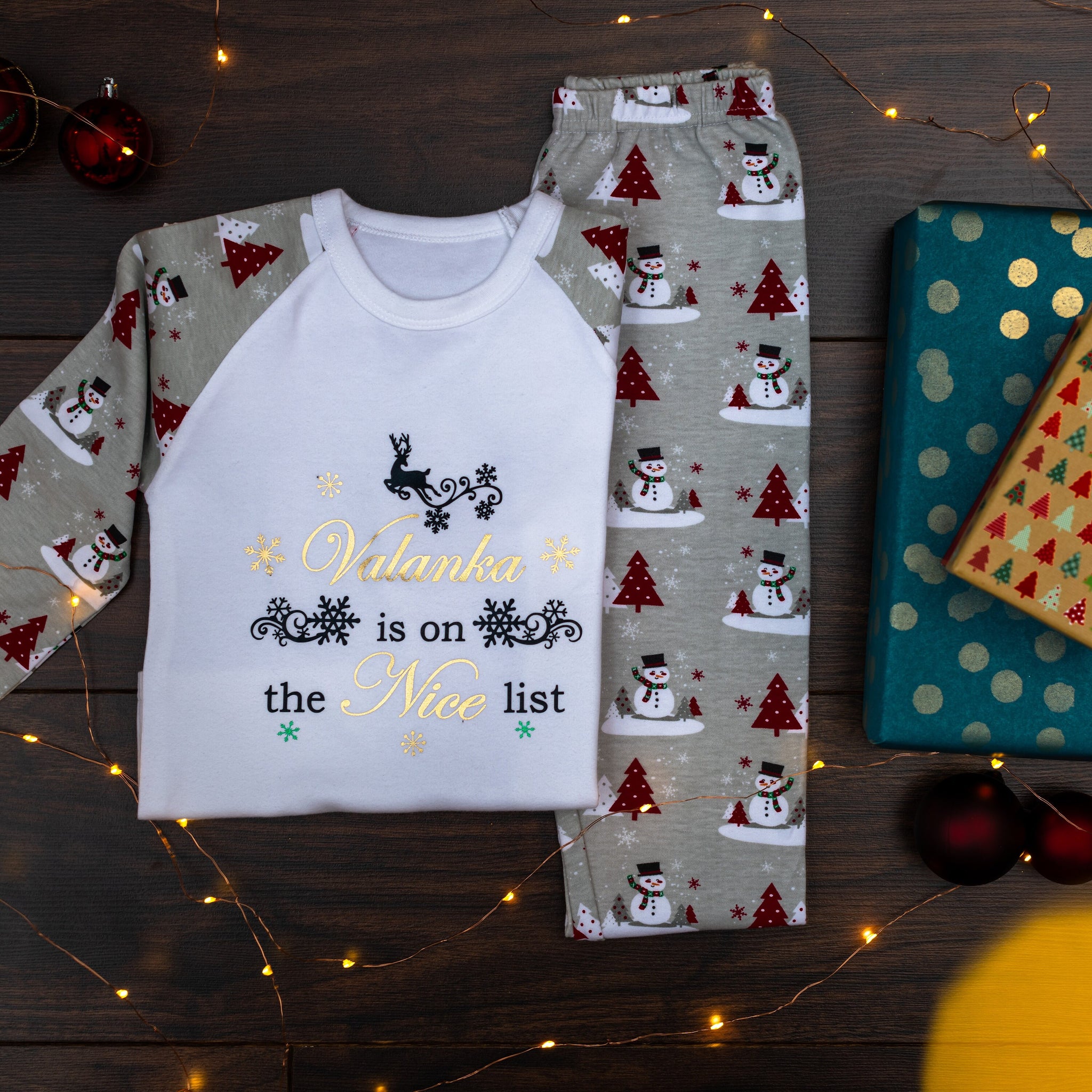 Snowman Theme Siblings Matching Pyjamas