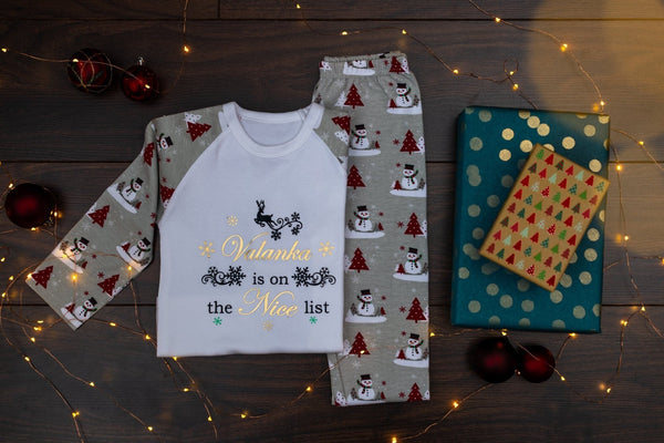 Snowman Theme Siblings Matching Pyjamas